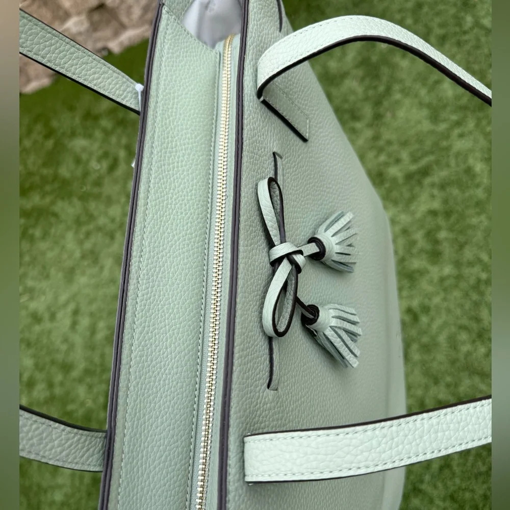 Kate Spade medium mint pebbled leather zip tote NWT - Picture 3 of 15